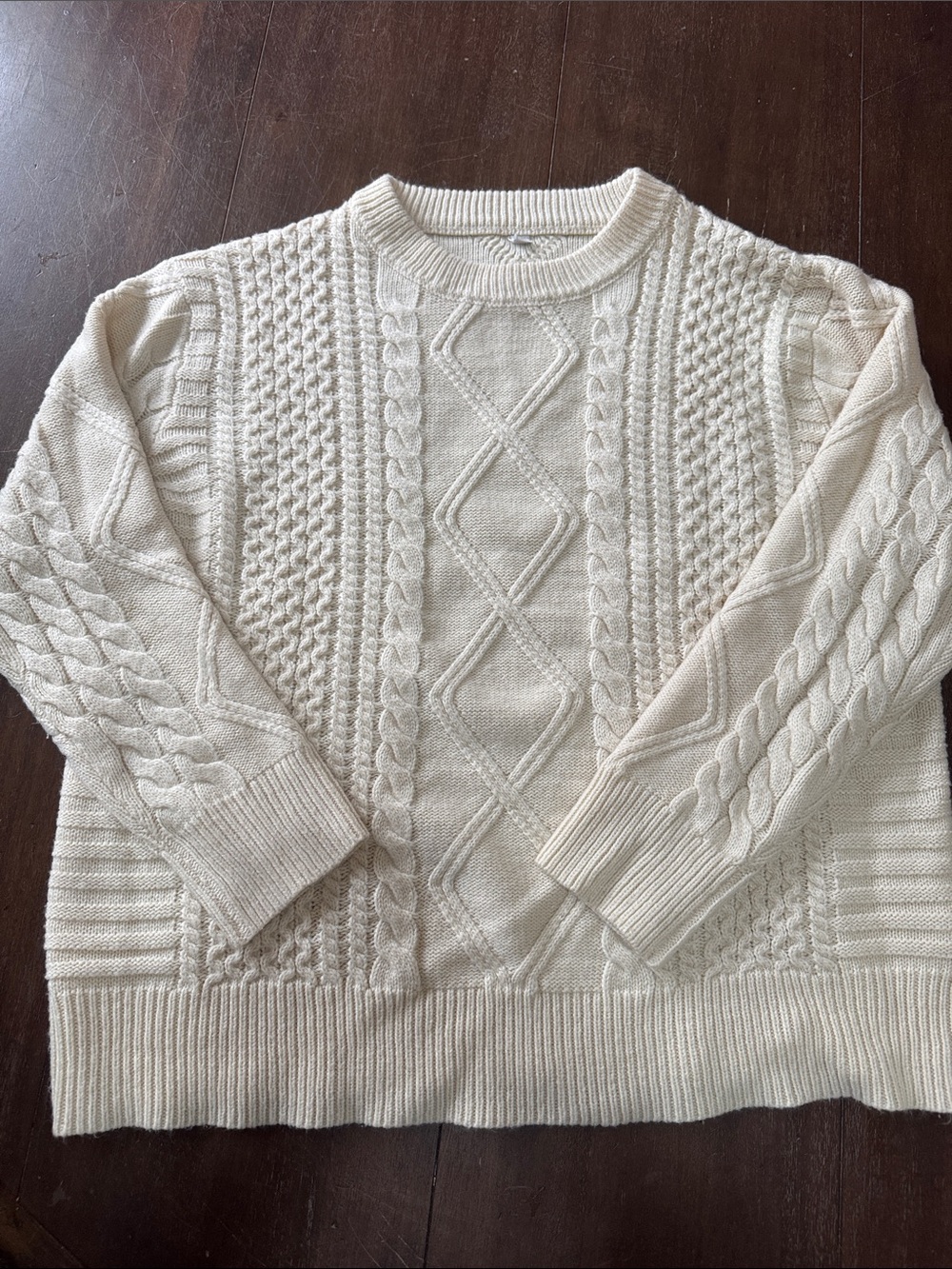 Women’s Cable Knit Crewneck Sweater - Cream